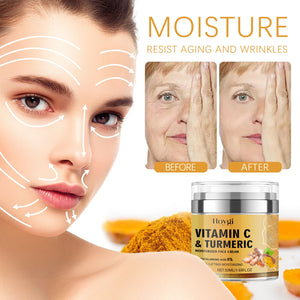 Hoygi Skin Care Whitening Anti Aging Brightening Dark Spots Winkles Removal Natural Vitamin C & Turmeric Moisturizer Face Cream