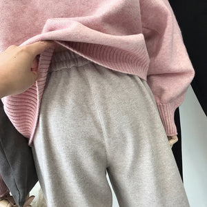 Winter Thicken Women Pencil Pants  Wool Pants Female 2019 Autumn High Waist Loose Trousers Capris Good Fabric