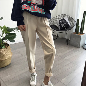 Winter Thicken Women Pencil Pants  Wool Pants Female 2019 Autumn High Waist Loose Trousers Capris Good Fabric