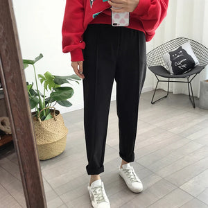 Winter Thicken Women Pencil Pants  Wool Pants Female 2019 Autumn High Waist Loose Trousers Capris Good Fabric