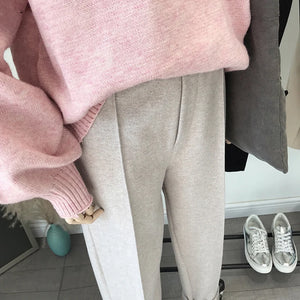 Winter Thicken Women Pencil Pants  Wool Pants Female 2019 Autumn High Waist Loose Trousers Capris Good Fabric