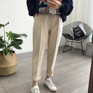 Winter Thicken Women Pencil Pants  Wool Pants Female 2019 Autumn High Waist Loose Trousers Capris Good Fabric