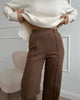 Women's Winter Pants Thick Warm Loose Classic Long Wide Leg Trousers Thermal Brown Beige Wool Long Pants for Women 2024