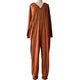 Women Jumpsuit V Neck Long Sleeve Loose Oversized Pockets Deep Crotch Baggy Ankle-banded Soft Lady Pajama