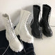 New Mid Calf Boots Women Autumn Winter Fashion Lace-up Ladies Chelsea Zipper Botas Mujer Boots Sports Platform Heel Ladies Shoes