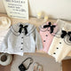 4607 Buy 2pcs Wholesale Girls Sweater 2024 Autumn Winter Korean Baby Girl's Knitted Sweater Bow Cardigan Coat