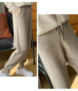 Cashmere Women's Pants Autumn/Winter Thick Warm Andy Cashmere Women's Pants Small Feet Casual Fashion Drawstring Women's Pants