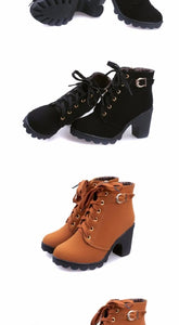 2023 New Spring Winter Women Pumps Boots High Quality Lace-up European Ladies Shoes PU High Heels Boots Fast Delivery