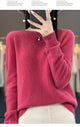 New autumn and winter 100% Merino pure color O-neck cashmere sweater women's casual knitted top pullover