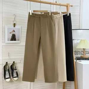 Chic Woolen Pants Women's Harem Pencil Pants 2024 Fall Winter High Waisted Casual Thick Suit Pants Office Lady Women Trousers