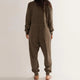 Women Jumpsuit V Neck Long Sleeve Loose Oversized Pockets Deep Crotch Baggy Ankle-banded Soft Lady Pajama