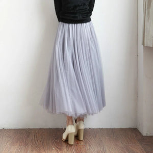 Half Length Skirt Spring and Autumn Three-layer Mesh Skirt Pettiskirt Long Princess Skirt Large Swing Skirt