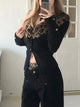 DEEPTOWN Leopard Cardigan Women Japanese Gyaru V-neck Long Sleeve Streetwear Slim Sexy Cardigan Sweater Y2k Vintage Top Autuam