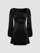 New sexy mini dress for women elegant fall black solid color long sleeve velvet sheath dress Club Elegant  Party Dresses Female