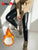 Warm High Waisted Faux Pu Leather Leggings for Women Shiny Winter Pants Velvet Slimming Women's Leather Leggings Seamless