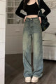 Vintage 90S Baggy Straight Denim Trousers Female Y2K High Waist Loose Wide Leg Jeans Women Streetwear All-Match Casual Pants New