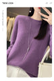 New autumn and winter 100% Merino pure color O-neck cashmere sweater women's casual knitted top pullover