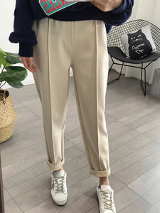 Winter Thicken Women Pencil Pants  Wool Pants Female 2019 Autumn High Waist Loose Trousers Capris Good Fabric