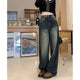 Women's Harajuku Style Loose Wide Leg Jeans Autumn Winter Street Fashion Retro Straight Loose Denim Trousers ﻿