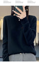 New autumn and winter 100% Merino pure color O-neck cashmere sweater women's casual knitted top pullover