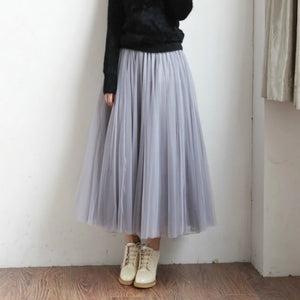 Half Length Skirt Spring and Autumn Three-layer Mesh Skirt Pettiskirt Long Princess Skirt Large Swing Skirt