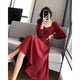 Long Puff Sleeve Solid Elegant Dress Women Clothing Wedding Guest New Year Women Fashion High Waist Slim Evening Party Dresses