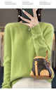 New autumn and winter 100% Merino pure color O-neck cashmere sweater women's casual knitted top pullover