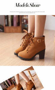 2023 New Spring Winter Women Pumps Boots High Quality Lace-up European Ladies Shoes PU High Heels Boots Fast Delivery