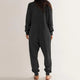 Women Jumpsuit V Neck Long Sleeve Loose Oversized Pockets Deep Crotch Baggy Ankle-banded Soft Lady Pajama