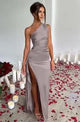 Summer Sexy One Shoulder Sleeveless Backless High Split Party Evening Dresses Elegant Cocktail Vestidos Bodycon Long Dress