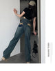 Wide Leg Jeans For Women High Waisted Contrasting Straight Leg Pant Autumn lady Loose Pants Streetwear