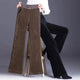 Rimocy Elastic Waist Corduroy Pants Women Autumn Winter Straight Velvet Pants Woman 2022 Pocket Loose Casual Trousers Ladies