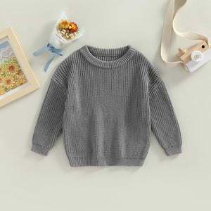 Infant Toddler Crew Neck Sweaters Cozy Long Sleeve Knit Pullovers in Vibrant Solid Colors for Little Ones