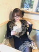 DEEPTOWN Leopard Cardigan Women Japanese Gyaru V-neck Long Sleeve Streetwear Slim Sexy Cardigan Sweater Y2k Vintage Top Autuam