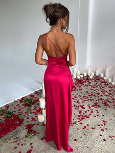 Summer Sexy One Shoulder Sleeveless Backless High Split Party Evening Dresses Elegant Cocktail Vestidos Bodycon Long Dress