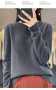 New autumn and winter 100% Merino pure color O-neck cashmere sweater women's casual knitted top pullover