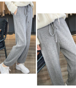 Cashmere Women's Pants Autumn/Winter Thick Warm Andy Cashmere Women's Pants Small Feet Casual Fashion Drawstring Women's Pants