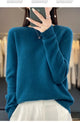 New autumn and winter 100% Merino pure color O-neck cashmere sweater women's casual knitted top pullover