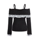 Pretty Cute Outfits Harajuku Cosplay Sweater Kawaii Lace Trim Off Shoulder Pullovers Y2K Aesthetic Vintage Long Sleeve Jumpers