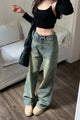 Vintage 90S Baggy Straight Denim Trousers Female Y2K High Waist Loose Wide Leg Jeans Women Streetwear All-Match Casual Pants New