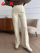 Women's Winter Pants Thick Warm Loose Classic Long Wide Leg Trousers Thermal Brown Beige Wool Long Pants for Women 2024