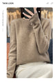 New autumn and winter 100% Merino pure color O-neck cashmere sweater women's casual knitted top pullover