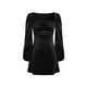 New sexy mini dress for women elegant fall black solid color long sleeve velvet sheath dress Club Elegant  Party Dresses Female