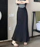 Women's Long Skirt Summer Silk High Waisted Satin Skirt 2024 Slim Fashion Korean Solid Champagne Black Midi Skirts for Women