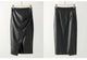 Women Leather Skirt Midi High Waist Elegant Autumn Zipper PU Front Slit Skirts Ladies Black Faux Leather Folded Skirt For Women