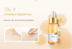 LAIKOU Vitamin C Face Care Cream Set 5pcs/set Deep Cleansing Moisturizing Remove Dark Spots Brightening Korean Skin Care