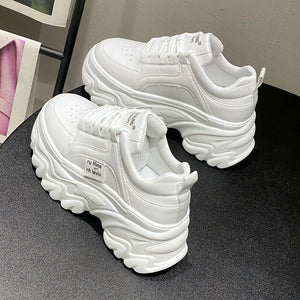 Rimocy White Black Chunky Sneakers Women Spring Autumn Thick Bottom Dad Shoes Woman Fashion PU Leather Platform Sneakers Ladies