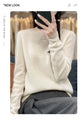 New autumn and winter 100% Merino pure color O-neck cashmere sweater women's casual knitted top pullover