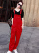 Denim Overalls Jeans Women Jumpsuit    Woman  Red Jean  for  Elegant Autumn Jumpsuits   X109