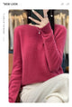 New autumn and winter 100% Merino pure color O-neck cashmere sweater women's casual knitted top pullover